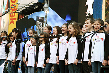 The cast in Times Square
